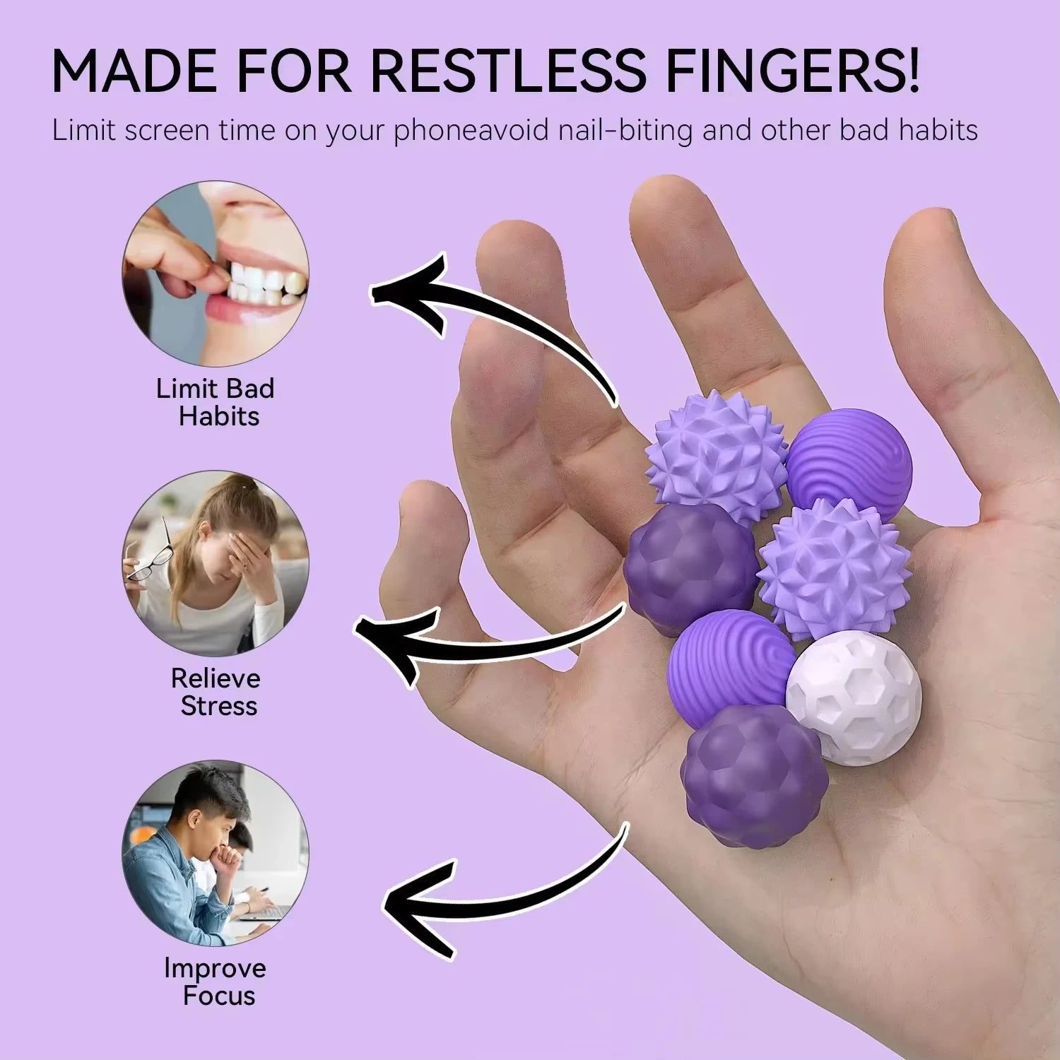 Magnetic Sensory Fidget Balls - 8-Piece Stress & Anxiety Relief Set